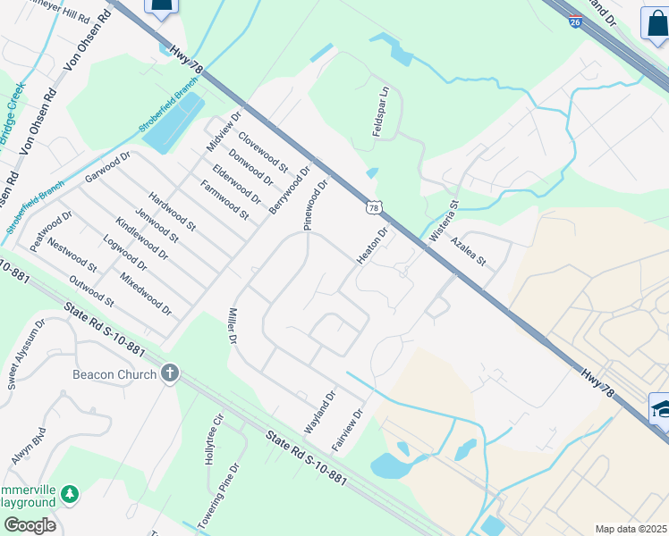 map of restaurants, bars, coffee shops, grocery stores, and more near 3250 Kendallock Circle in Ladson