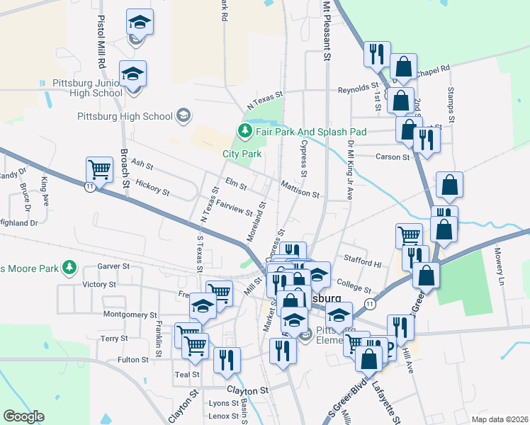 map of restaurants, bars, coffee shops, grocery stores, and more near 226 Moreland Street in Pittsburg