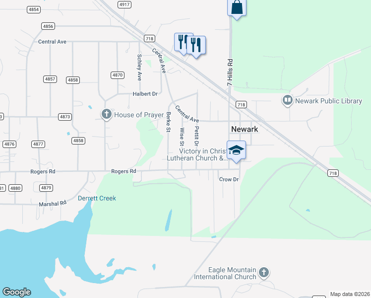 map of restaurants, bars, coffee shops, grocery stores, and more near 513 Wise Street in Newark
