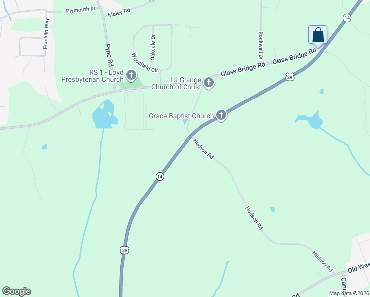 map of restaurants, bars, coffee shops, grocery stores, and more near 3890 West Point Road in LaGrange