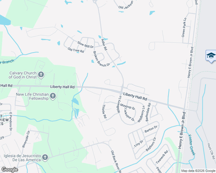 map of restaurants, bars, coffee shops, grocery stores, and more near 249 Brookshire Road in Goose Creek