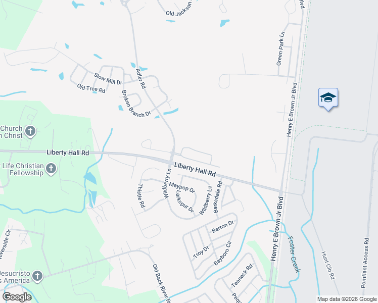 map of restaurants, bars, coffee shops, grocery stores, and more near 308 Flyway Road in Goose Creek