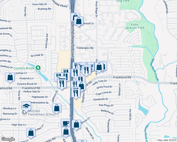 map of restaurants, bars, coffee shops, grocery stores, and more near 4763 Old Bent Tree Lane in Dallas