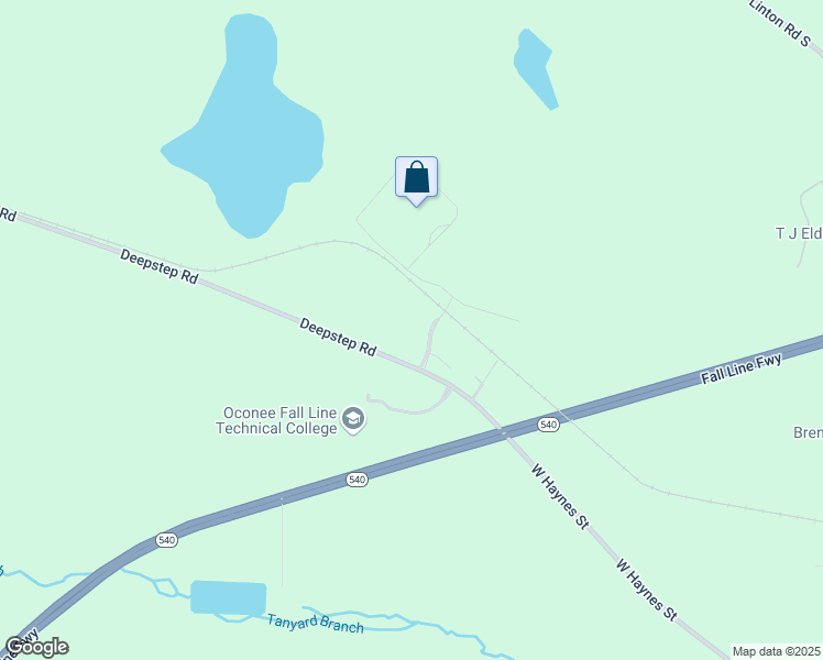 map of restaurants, bars, coffee shops, grocery stores, and more near 1005 George J Lyons Parkway in Sandersville