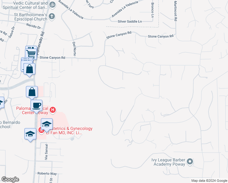 map of restaurants, bars, coffee shops, grocery stores, and more near 12890 Glen Circle Road in Poway