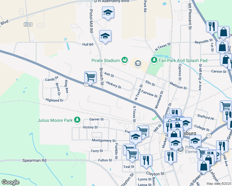 map of restaurants, bars, coffee shops, grocery stores, and more near 503 Quitman Street in Pittsburg