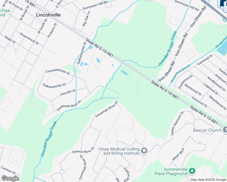 map of restaurants, bars, coffee shops, grocery stores, and more near 430 Savannah River Drive in Summerville