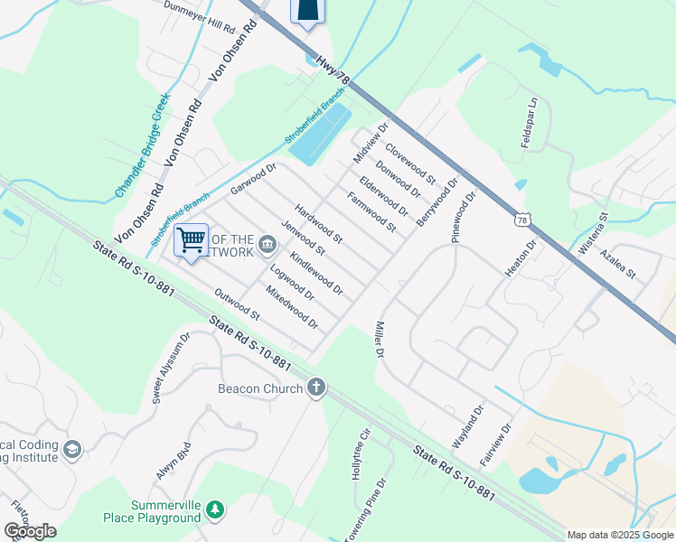map of restaurants, bars, coffee shops, grocery stores, and more near 4433 Jenwood Street in Ladson