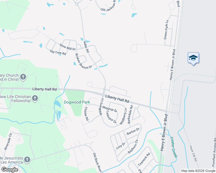 map of restaurants, bars, coffee shops, grocery stores, and more near 308 Flyway Road in Goose Creek