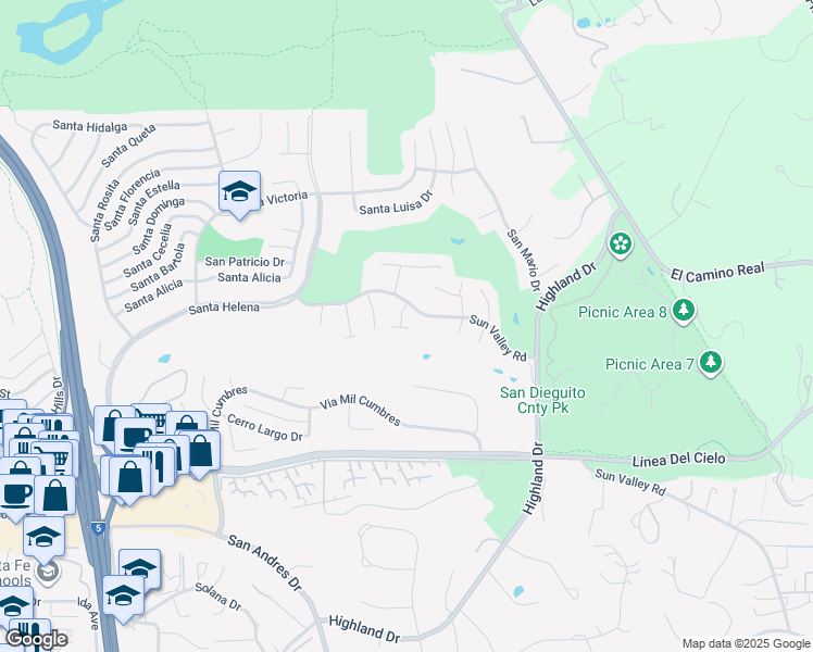 map of restaurants, bars, coffee shops, grocery stores, and more near 612 Calle Paula in Solana Beach