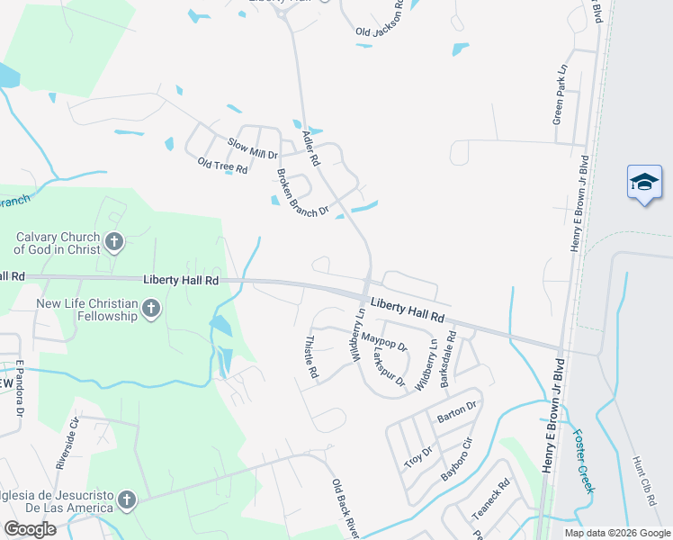 map of restaurants, bars, coffee shops, grocery stores, and more near 249 Brookshire Road in Goose Creek