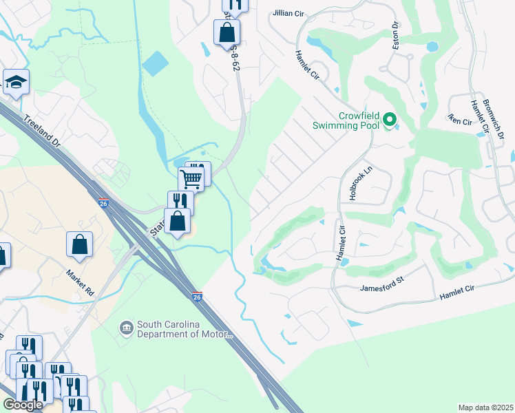 map of restaurants, bars, coffee shops, grocery stores, and more near 1018 Wilhite Drive in Ladson
