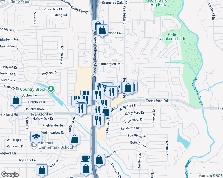 map of restaurants, bars, coffee shops, grocery stores, and more near 4763 Old Bent Tree Lane in Dallas