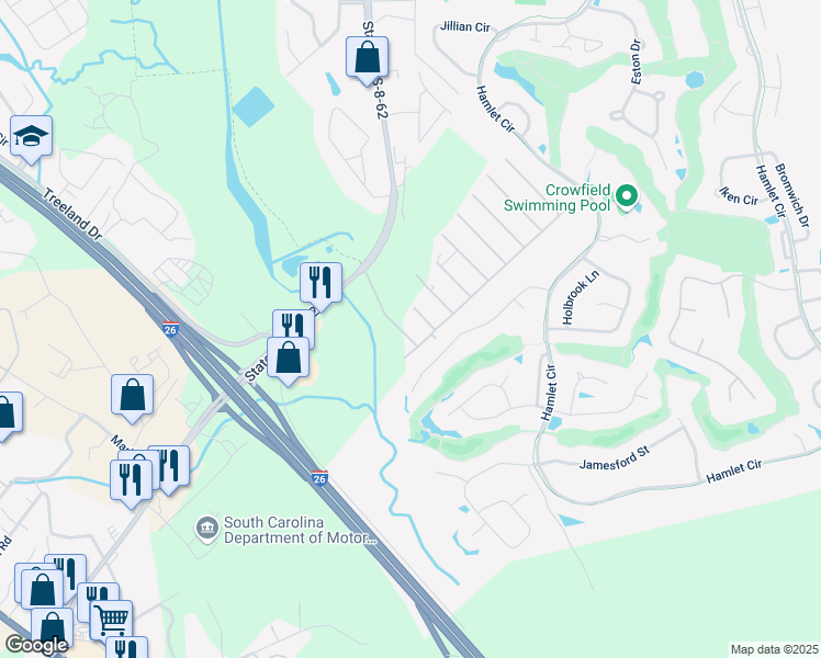 map of restaurants, bars, coffee shops, grocery stores, and more near 1018 Wilhite Drive in Ladson