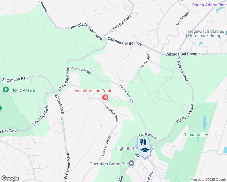 map of restaurants, bars, coffee shops, grocery stores, and more near 15815 Las Planideras in Rancho Santa Fe