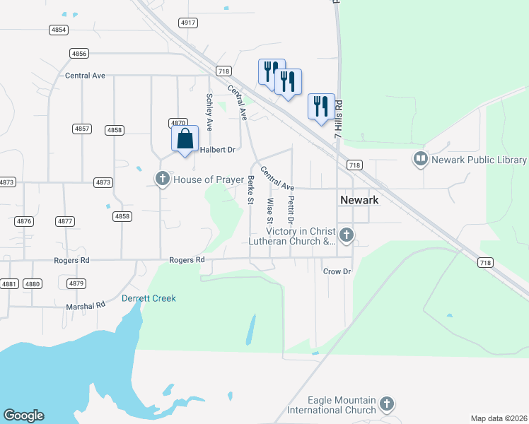 map of restaurants, bars, coffee shops, grocery stores, and more near 513 Wise Street in Newark