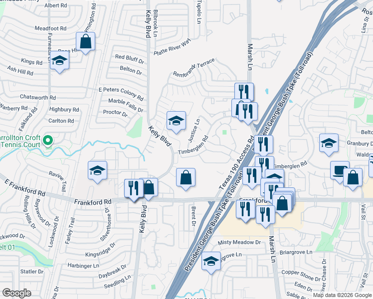 map of restaurants, bars, coffee shops, grocery stores, and more near in Dallas