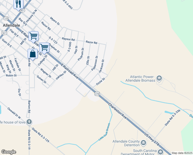 map of restaurants, bars, coffee shops, grocery stores, and more near 31 Ozzie Street in Allendale