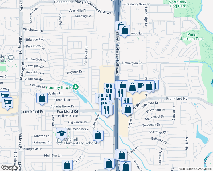 map of restaurants, bars, coffee shops, grocery stores, and more near in Dallas
