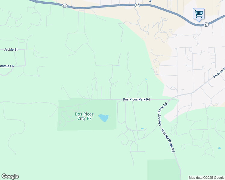 map of restaurants, bars, coffee shops, grocery stores, and more near 18210 Dos Picos Park Road in Ramona