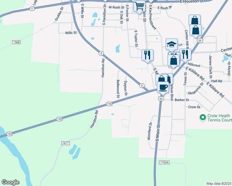 map of restaurants, bars, coffee shops, grocery stores, and more near 200 Bellwood Street in Linden