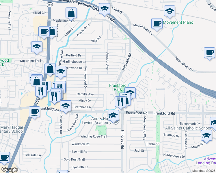 map of restaurants, bars, coffee shops, grocery stores, and more near 6716 Dupper Drive in Dallas