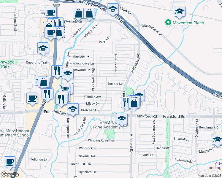 map of restaurants, bars, coffee shops, grocery stores, and more near 6630 Dupper Drive in Dallas