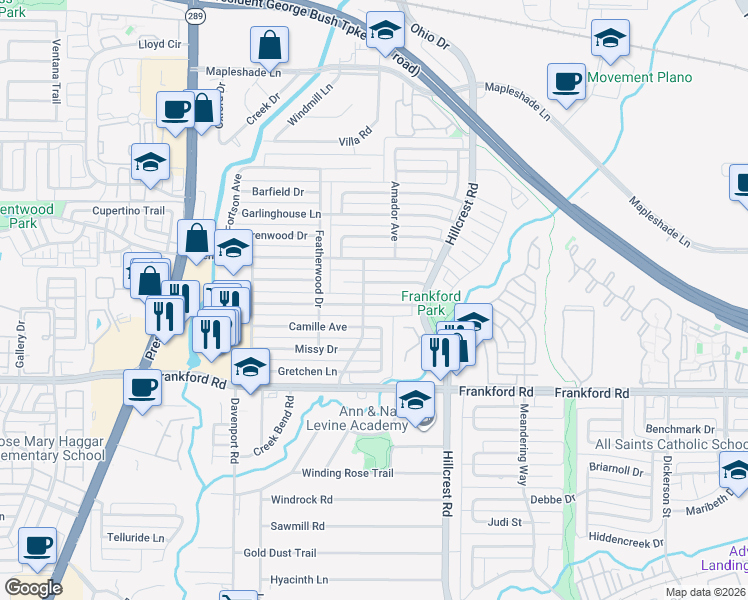 map of restaurants, bars, coffee shops, grocery stores, and more near 6630 Dupper Drive in Dallas
