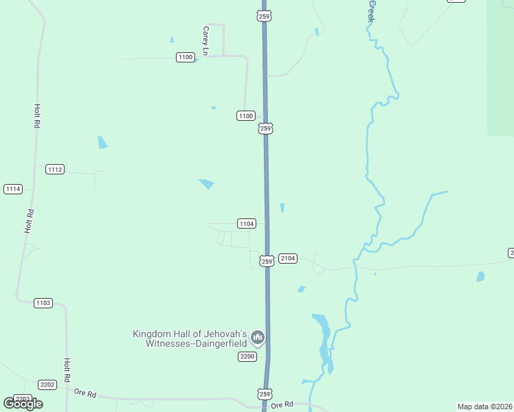 map of restaurants, bars, coffee shops, grocery stores, and more near 870 U.S. 259 in Daingerfield