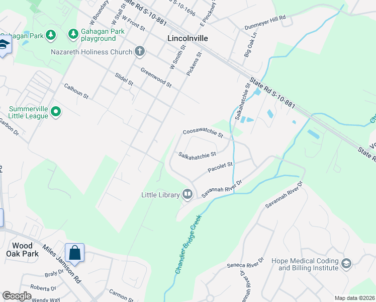 map of restaurants, bars, coffee shops, grocery stores, and more near 143 Tyger Street in Summerville