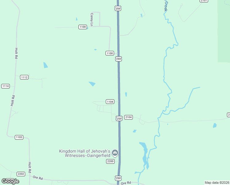 map of restaurants, bars, coffee shops, grocery stores, and more near 870 U.S. 259 in Daingerfield