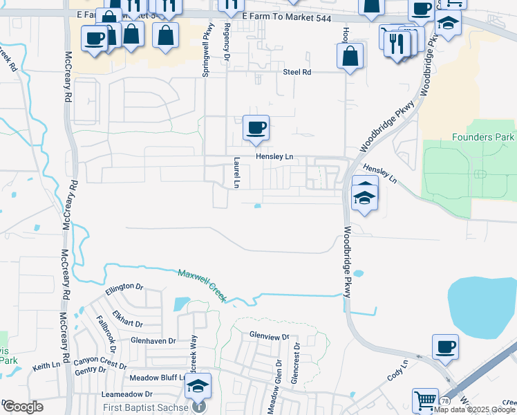map of restaurants, bars, coffee shops, grocery stores, and more near 932 Hooper Rd in Wylie