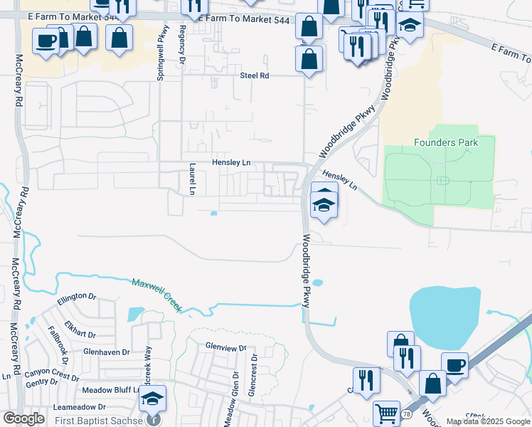 map of restaurants, bars, coffee shops, grocery stores, and more near 932 Hooper Road in Wylie