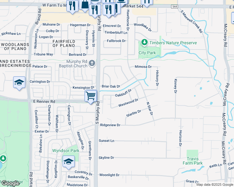 map of restaurants, bars, coffee shops, grocery stores, and more near 137 Oakbluff Drive in Murphy