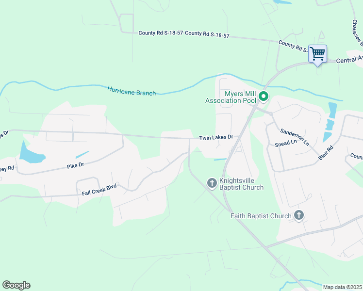 map of restaurants, bars, coffee shops, grocery stores, and more near 203 Twin Lakes Drive in Summerville