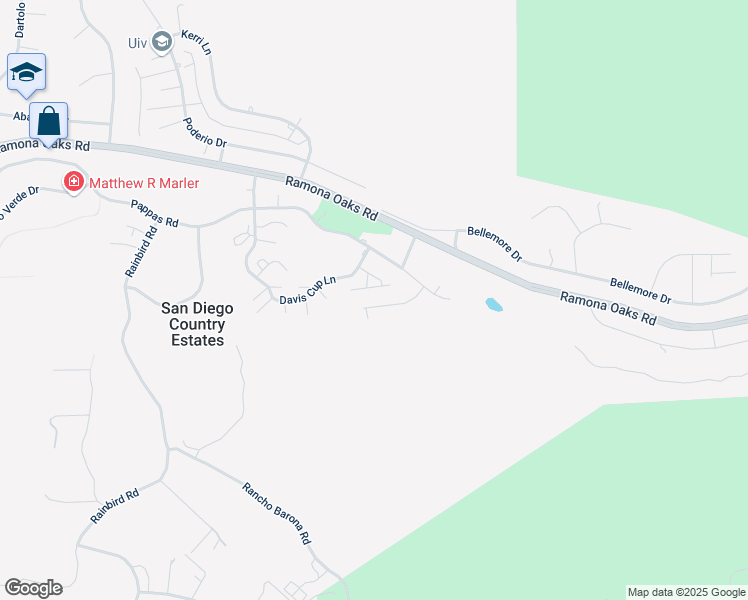 map of restaurants, bars, coffee shops, grocery stores, and more near 15720 Zeigler Court in Ramona