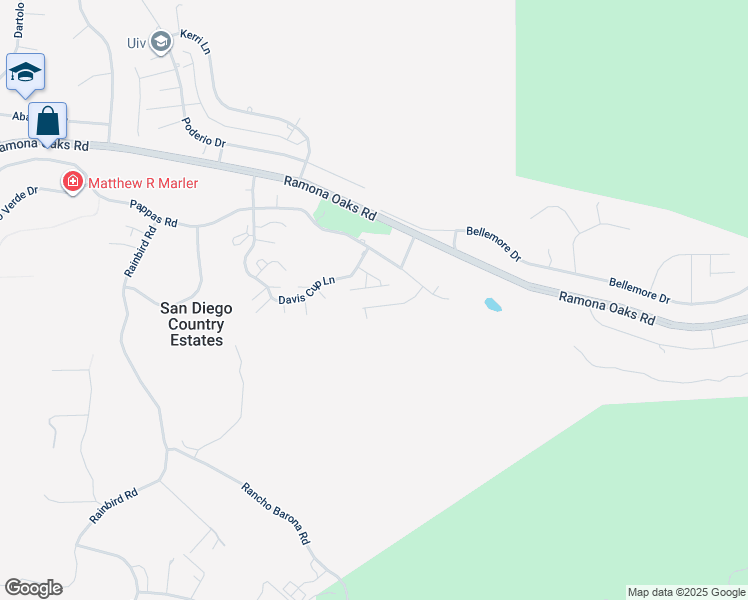 map of restaurants, bars, coffee shops, grocery stores, and more near 15720 Zeigler Court in Ramona