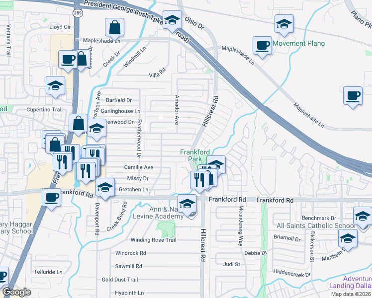 map of restaurants, bars, coffee shops, grocery stores, and more near 6716 Dupper Drive in Dallas