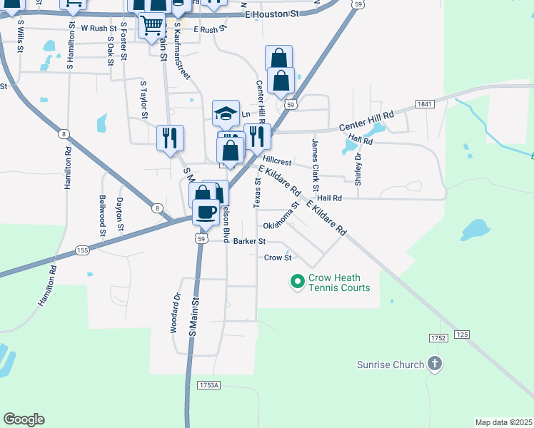 map of restaurants, bars, coffee shops, grocery stores, and more near 304 Florida Street in Linden