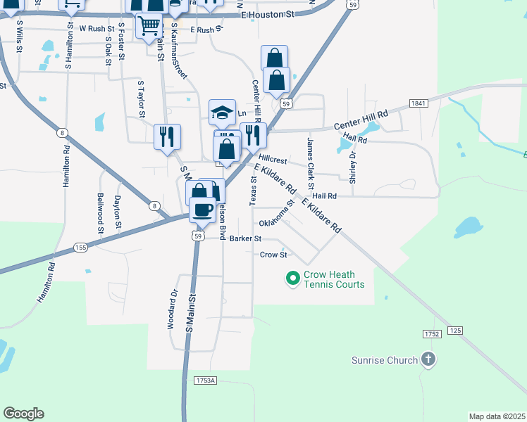 map of restaurants, bars, coffee shops, grocery stores, and more near 304 Florida Street in Linden
