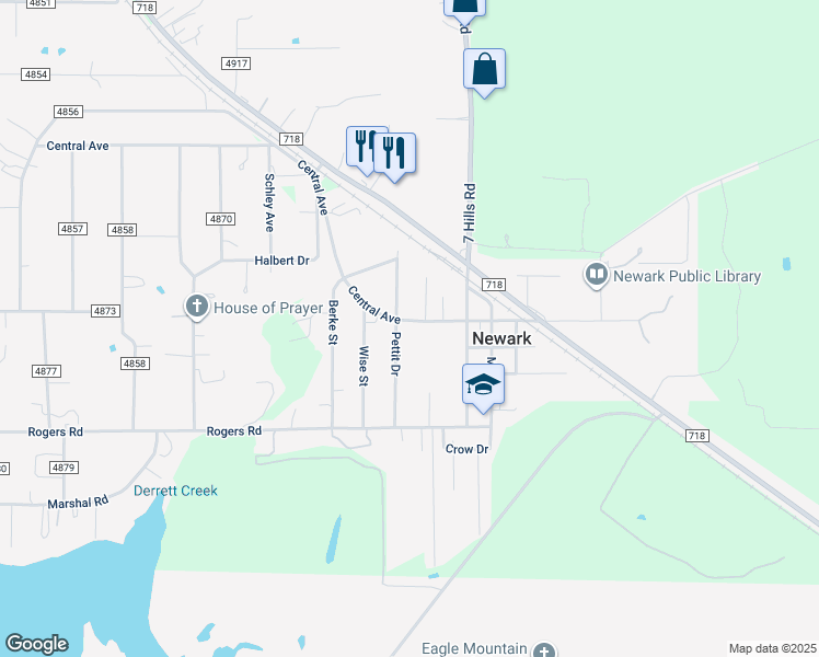 map of restaurants, bars, coffee shops, grocery stores, and more near 520 Central Avenue in Newark