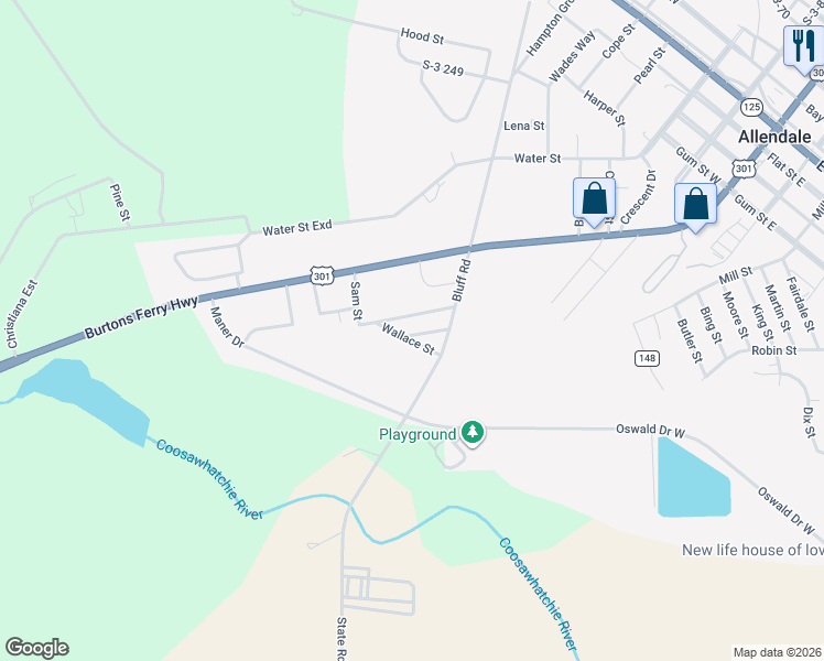 map of restaurants, bars, coffee shops, grocery stores, and more near 266 Short Street in Allendale