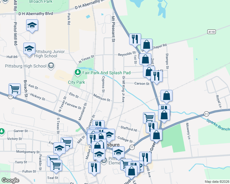 map of restaurants, bars, coffee shops, grocery stores, and more near 417 Mount Pleasant Street in Pittsburg