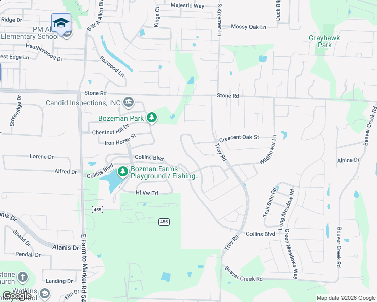 map of restaurants, bars, coffee shops, grocery stores, and more near 1308 Canyon Creek Road in Wylie