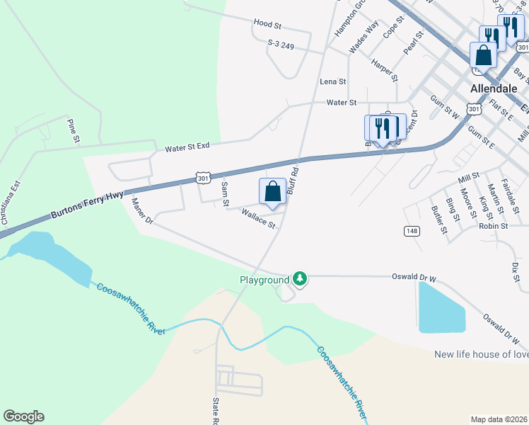 map of restaurants, bars, coffee shops, grocery stores, and more near 266 Short Street in Allendale