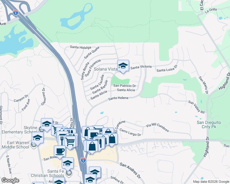 map of restaurants, bars, coffee shops, grocery stores, and more near 510 Santa Alicia in Solana Beach