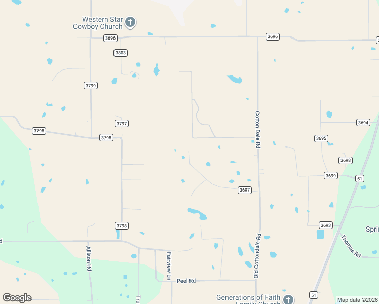 map of restaurants, bars, coffee shops, grocery stores, and more near 363 County Road 3697 in Springtown
