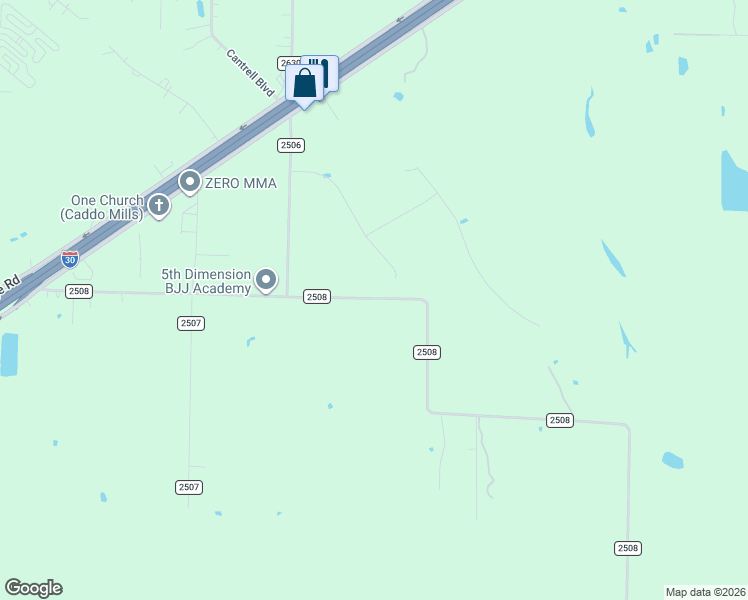 map of restaurants, bars, coffee shops, grocery stores, and more near 3459 County Road 2508 in Caddo Mills