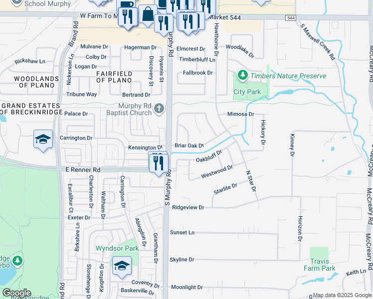 map of restaurants, bars, coffee shops, grocery stores, and more near 122 Briar Oak Drive in Murphy