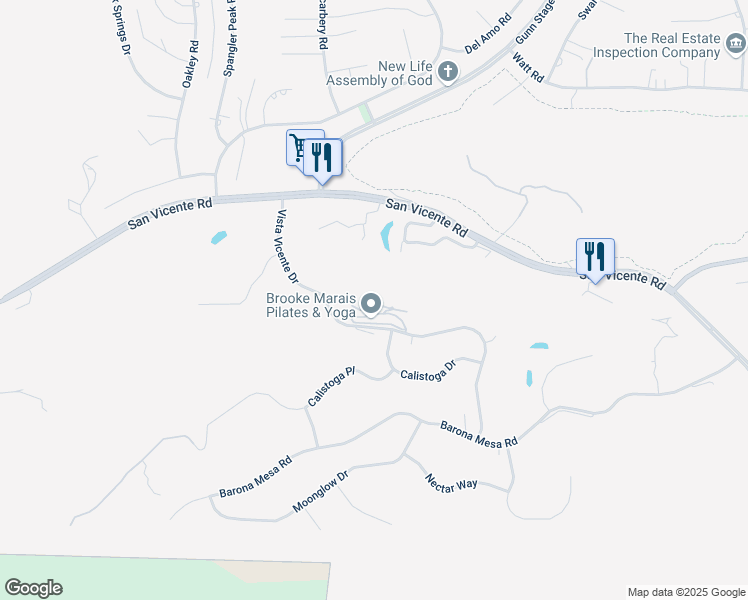 map of restaurants, bars, coffee shops, grocery stores, and more near 15615 Vista Vicente Drive in Ramona